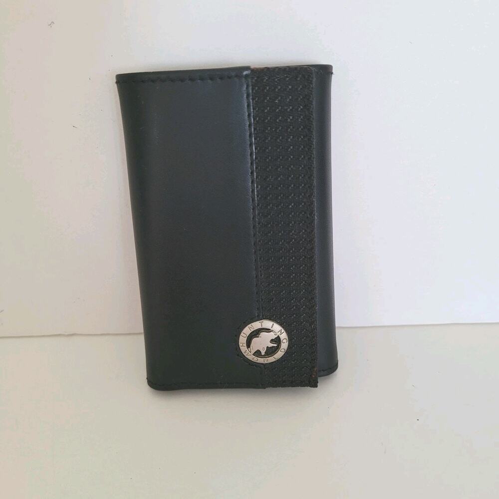 Hunting World Key Card Case Hooks Holder Wallet Logo Black Trifold Desig Italian